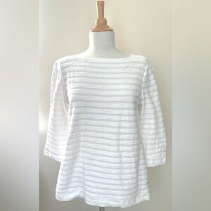 TALBOTS Off White Striped Blouse - Sz Medium - 90% Cotton shirt